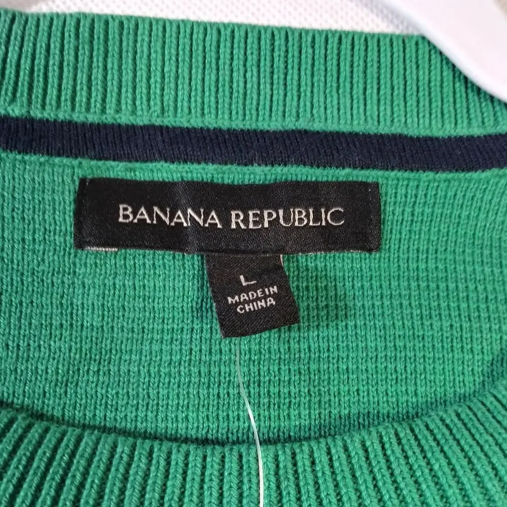 Banana Republic Men's Coolmax Green Stripe Pull Over Sweater Size L
